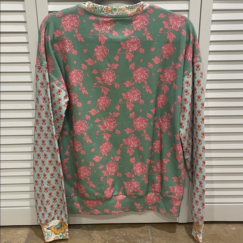 AMPERSAND AVE Green and Pink Floral Sweatshirt - Picture 6 of 6